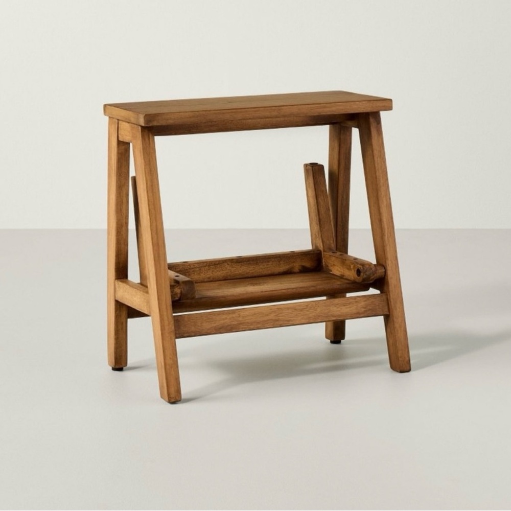 Hearth & Hand with Magnolia Folding Wood Step Stool - Aged Oak NEW IN BOX - Picture 3 of 5